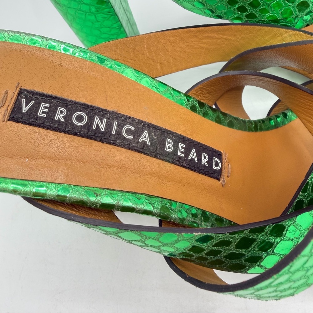 Veronica Beard Emerald Snake Print Mules - Picture 8 of 12